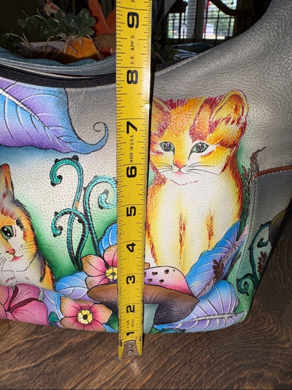 Anuschka Hand-Painted Cat Garden Shoulder Bag - Picture 14 of 16